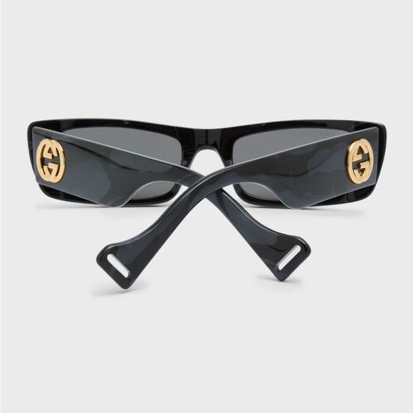 New GUCCI Monochromatic Rectangle Sunglasses w/ Interlocking G Temples - Picture 7 of 14